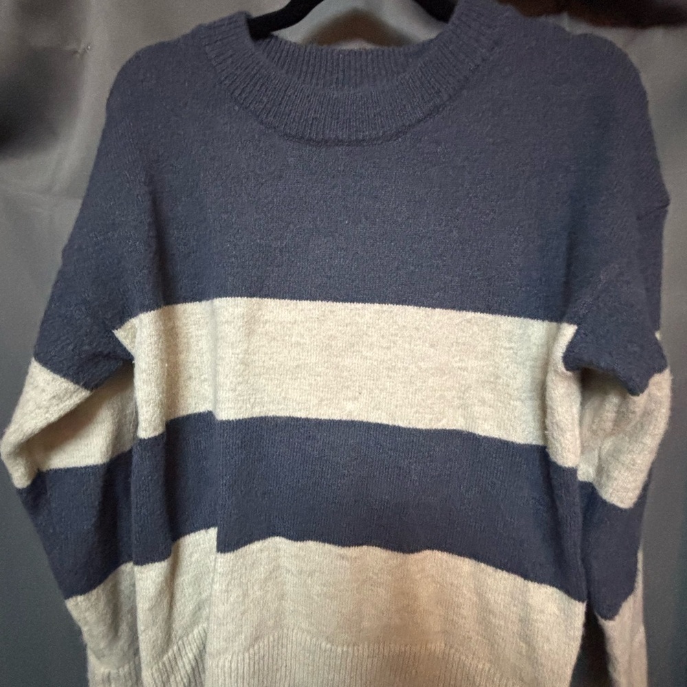 BE COOL Navy and Cream Striped Sweater